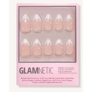 Glamnetic French Pearl Short Almond Press-On Nails White Tip Pearl Accents-New
